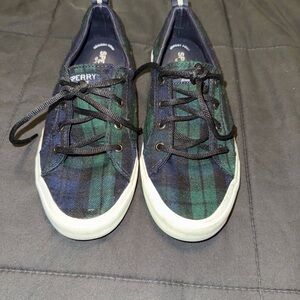 Sperry Women's Plaid Sneakers - Green and Blue